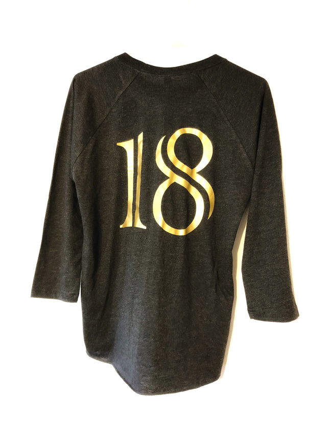 MIA #18 Unisex Tri-Blend 3/4 Sleeve Raglan T-Shirt